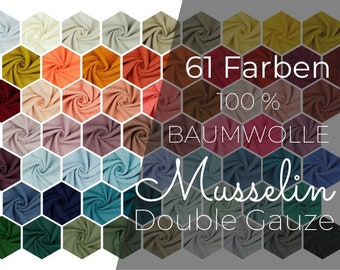 8 Euro/m Musselin Double Gauze 100 % Baumwollstoff Meterware