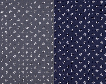 0,5 Meter Popeline 100 % Baumwollstoff Blau navy grau weiß Tulpe Blumen Tracht Baumwolle, Stoffmasken, Gesichtsmasken, Stoff Meterware Stoff