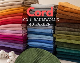 Corduroy fabric 100% cotton 4.5W by the meter, premium wide-wale cotton fabric