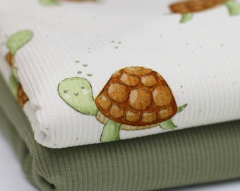 Turtle Ribbed Jersey Fabric | Cotton Jersey with Lycra | Ribbed Stretch Fabric | Ribbed Fabric by the Meter