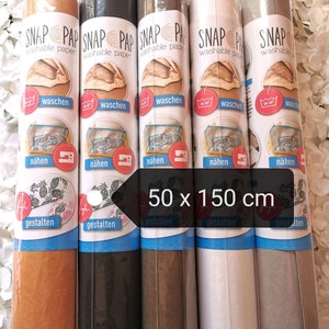 SnapPap 150 x 50 cm, carta lavabile, carta effetto pelle bianca, marrone, grigia, vegana e lavabile - vari colori, Snap Pap