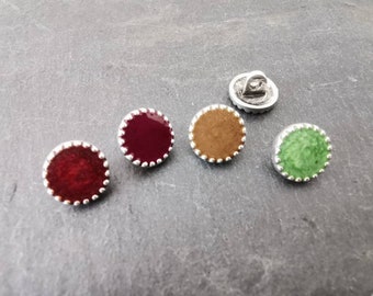 Émail dirndl bouton cristal métal rond 11 mm - vert, vin rouge, brun, boutons dirndl boutons traditionnels boutons en métal boutons eyeknobs vieux argent argenté