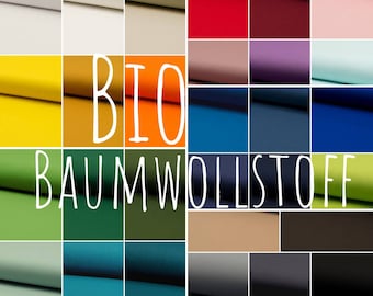Organic cotton fabric 0.5 meters boil-proof 100% cotton, fabric by the meter plain organic GOTS certified black white petrol