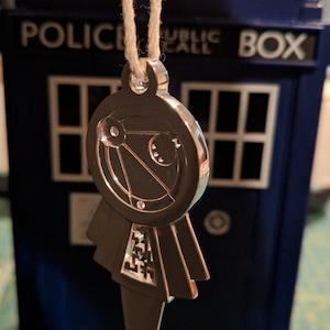 Personalised TARDIS Key in Rhodium Brass or Silver