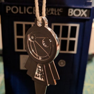 Personalised TARDIS Key in Rhodium Brass or Silver