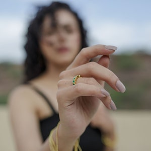 Green Onyx Gemstone Eternity Model Ring, Stacking Ring [Gold Vermeil Sterling Silver]