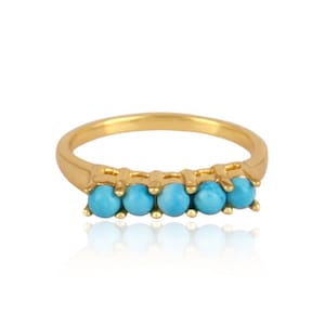Turquoise Half Eternity Model Ring, Stacking Ring [Gold Vermeil Sterling Silver]