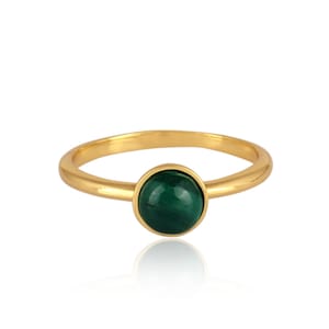 Mini Malachit Rundring [Vermeil Gold Sterling Silber]