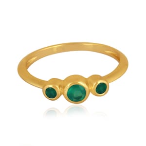 Triple Green Onyx Model Ring, Stacking Ring [Gold Vermeil Sterling Silver]