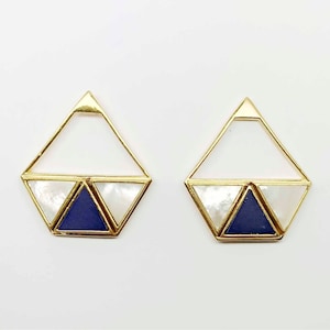 Perlmutt & Lapislazuli - Kathy Fox Ohrringe [18K vergoldet, Sterling Silber, hypoallergen, Leichtgewicht]