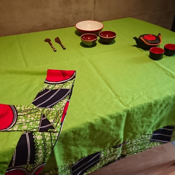 Tovaglia Cera di cotone africano & lino GRN/Nappe de tavolo