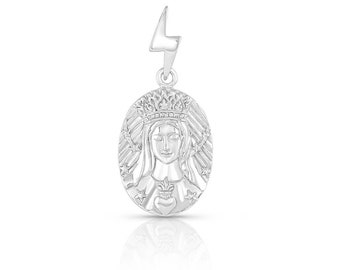Mother Mary &quot;She of a Thousand Roses&quot; Medallion in Sterling Silver