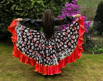 Falda de baile "Nargiz" para danza gitana, 102 cm, falda larga. Estilo gitano. Rock romaní, Balcanes, folklore