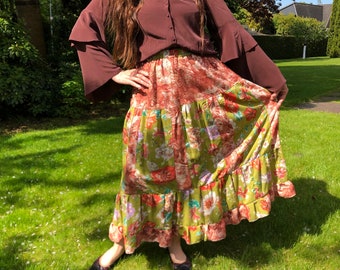 Maxi skirt. 38/40 DE Boho maxi skirt. Hippie rock. Patchwork skirt. Summer skirt. Patchwork Still Mix. Flounce skirt.