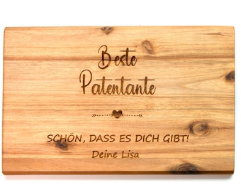 Holzbrett personalisiert, Frühstücksbrettchen personalisiert, Beste Patentante, Geschenk Patentante, Brettchen Gravur