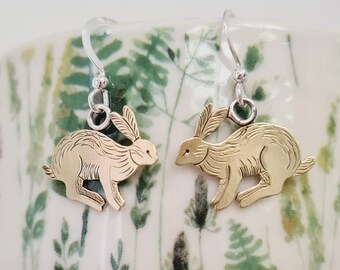 Handmade Dangly Hare Earrings. Gift for Nature Lovers.