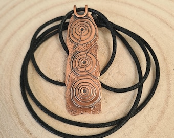Copper Stone Carving Pendant. Cup & Ring Design.
