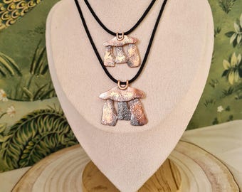 Copper Dolmen Pendant. Quoit Necklace.