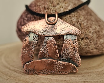 Copper Dolmen Pendant. Quoit Necklace.