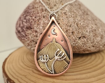 Copper Standing Stone and Moon Pendant.