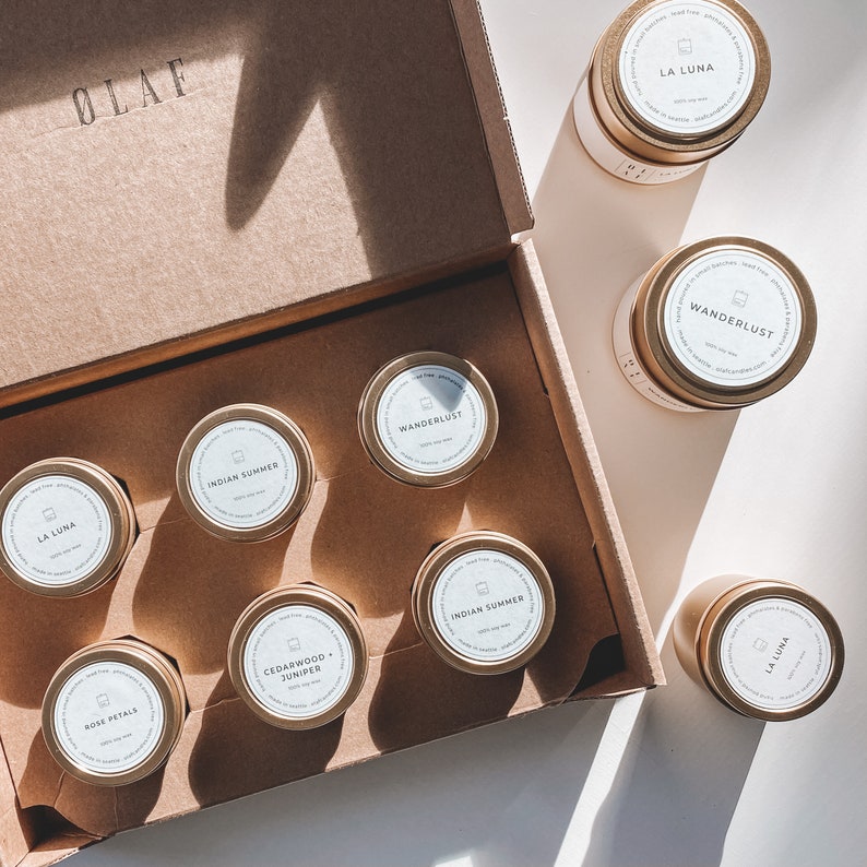 Candle Sampler Box Set 6 Pieces Choose Your Scent Candle Etsy