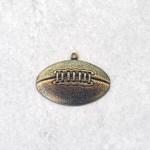 Antique Brass Ox Textured Football Brass Charm Stamping - Game Day - American Football Pendant - Made In The USA - Jewelry Making - ABB195