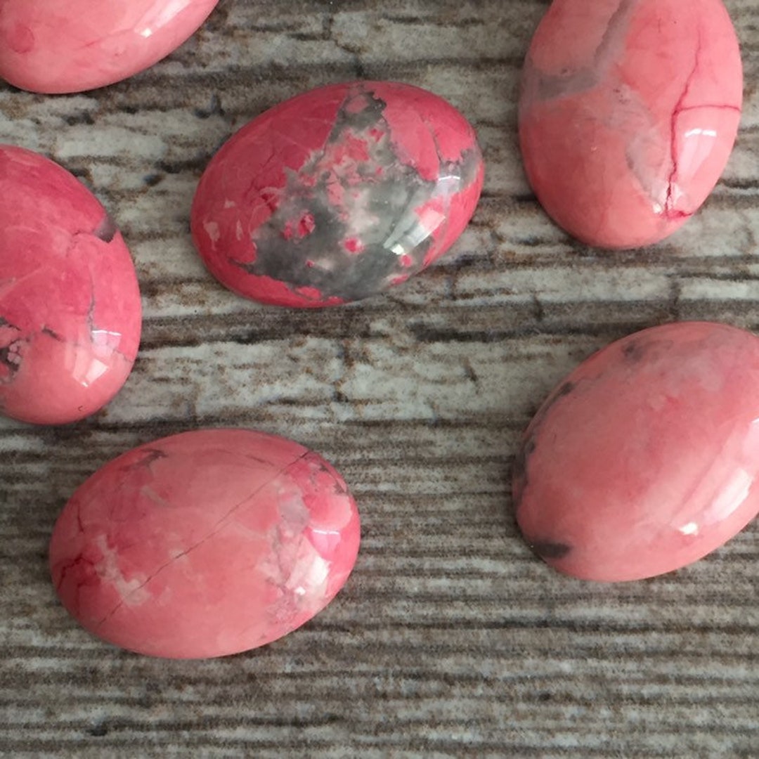 18x13mm Dyed Pink Howlite Oval Flat Back Semi Precious Cabochons, Cabs ...