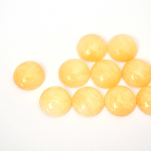 Light Aragonite 12mm flat back round genuine cabochons, 6 pieces, DIY jewelry making supplies, SP-124