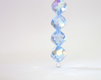 Light Sapphire AB 10MM Faceted Pinched Ends Bead Austrian Crystal Article 39, Article 5300, Light Blue Vintage Beads - 6 Pieces (V3)