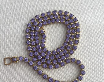 Cadena de cristal austriaco de tanzanita morada de 3 mm con diamantes de imitación, estilo vintage de latón.