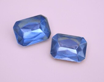 Light Sapphire 18x13mm Dome Top (Cab Top) Glass Octagon Shape Rhinestones, Made In Western Germany (PB018) - 4 Pieces