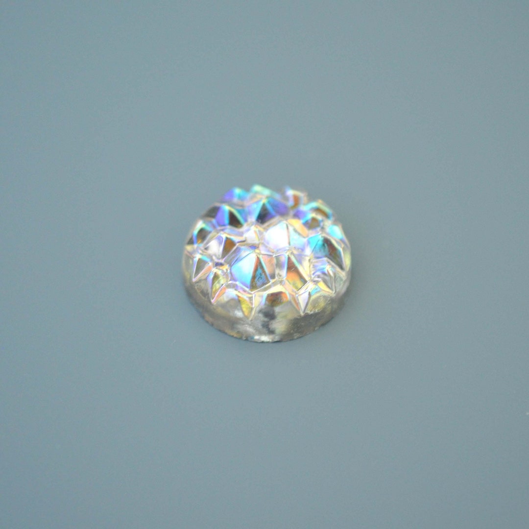 18mm Geode Top Crystal AB Glass Flat Back Stones, Shimmery Textured ...