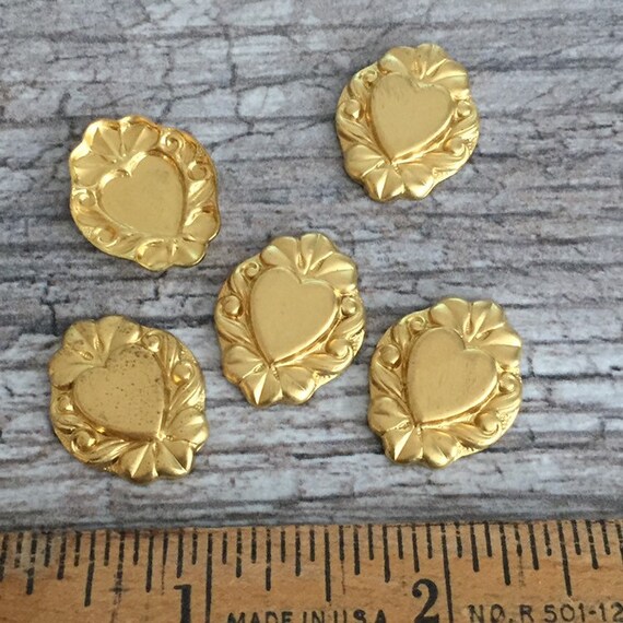 brass stampings Valentines HEART ASSORTMENT OVER 1/4  POUND             table