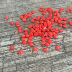 Coral color 3mm vintage glass small round cabs, cabochons, Made in Western Germany, 36 Pieces  BV-0533