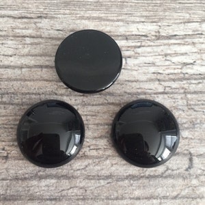 Black Onyx 22mm round genuine cabochons, 2 pieces, DIY jewelry making supplies, SP-023