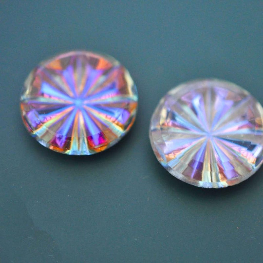 18mm Volcano Blue Pinwheel Vintage West German Glass Round Rhinestones ...