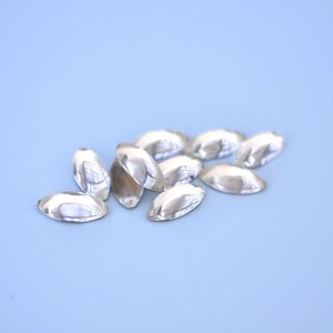 15x7mm Crystal Clear Foiled Glass Navette Shape Flat Back, Preciosa Glass Cabochons, Made In Czech (FB129) - 6 Pieces