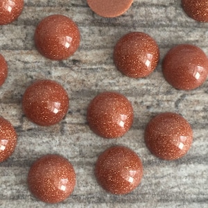 8mm Brown Goldstone 8mm Round Cabochons, Cabs (SP042) - 12 Pieces