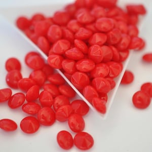 Cherry Red 35ss, 7mm Vintage Cab Top Glass Chaton Rhinestones, Made In West Germany, Firetruck Red! Bright Red (PB001) - 12 Pieces