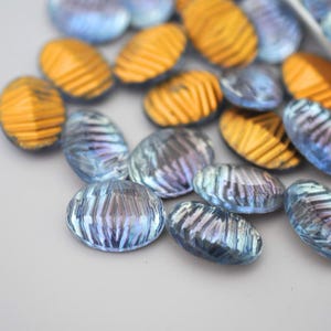 Sapphire & Violet 2 Tone 18x13mm Rippled Wave Textured Oval Shape Glass Rhinestones, Made in Western Germany, Blue Purple (PB115) - 1 Piece