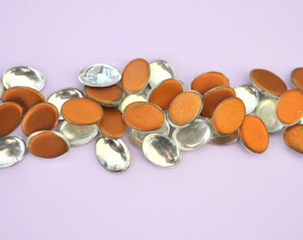 Cabochões ovais de vidro folheado a ouro vintage de cristal clássico de 14 x 10 mm, caixa transparente, strass com parte traseira plana, feitos na Alemanha Ocidental (FB189) - 6 peças