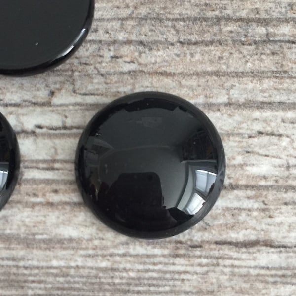 Black Onyx 20mm round genuine cabochons, choose quantity discount, SP-020