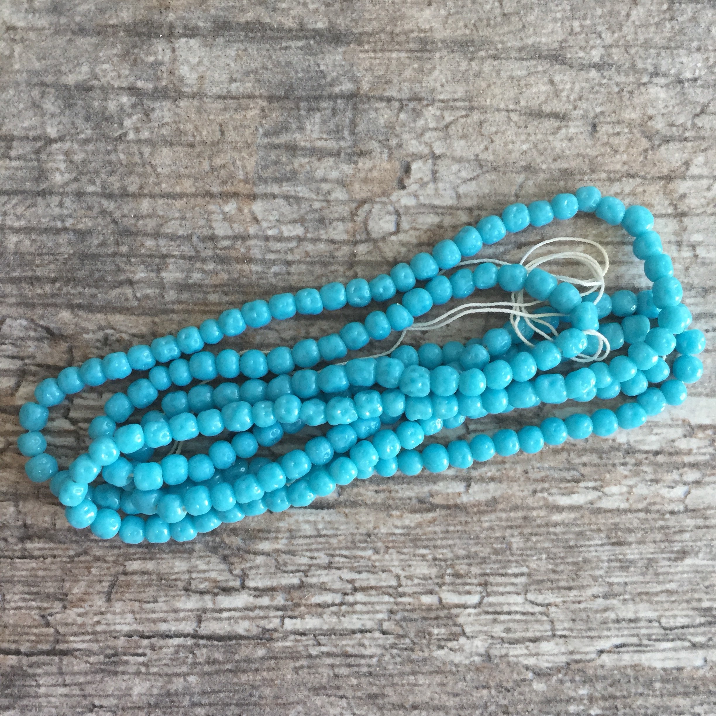 50 Pcs Vintage Japanese Cherry Brand Light Blue Turquoise 8mm Baroque Glass Beads 7 thumbnail image