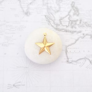 Gold Plated Barn Star Brass Charm Stamping - Military Star, Pendant - Jewelry Supplies - DIY Crafting - Made In The USA - GPB141