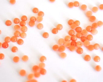3mm Salmon Coral Genuine Natural Cabochons, Cabs (SP089) - 4 Pieces