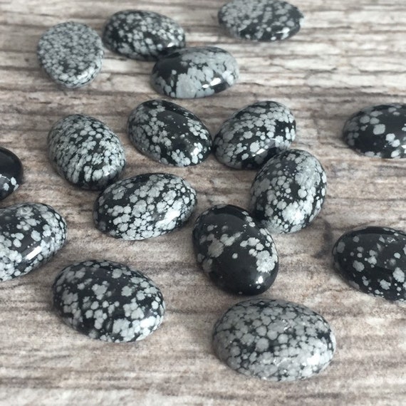 Snowflake Obsidian 14x10mm oval genuine natural cabochons 6 | Etsy