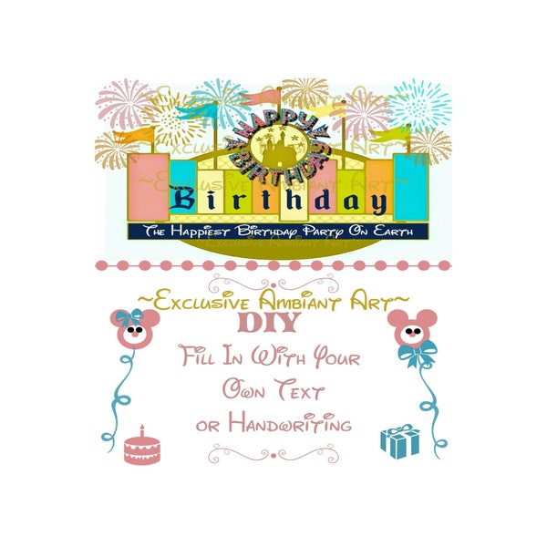 Disneyland Birthday Party Invitations Entrance Sign | You Fill In Yourself | Diy Print | INSTANT DOWNLOAD | Digital Invitations | Email | FB