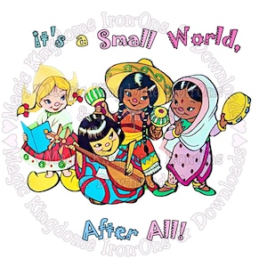 Its a Small World Art Small World Girl Dolls RARE Vintage DIY Print Transparent Background Instant Download Shirt Sticker Decal