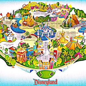 ZELDZAME Disneyland kaart afbeelding DIY afdrukken T-shirt poster sticker sticker clip art kaart vakantie mok Disney verjaardagsfeestje afdrukbaar kussen servetten
