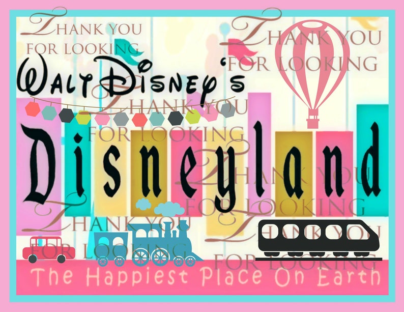 Download Walt Disney Disneyland Inspired Sign 11 x 8.5 Vintage Art | Etsy